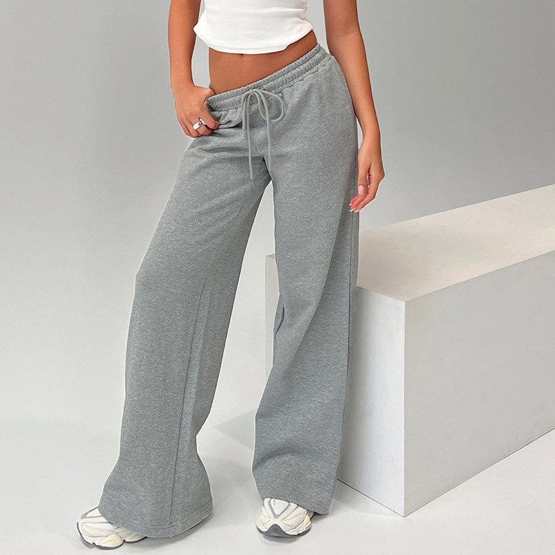 Drawstring Casual pure autumn fashion long pants for women