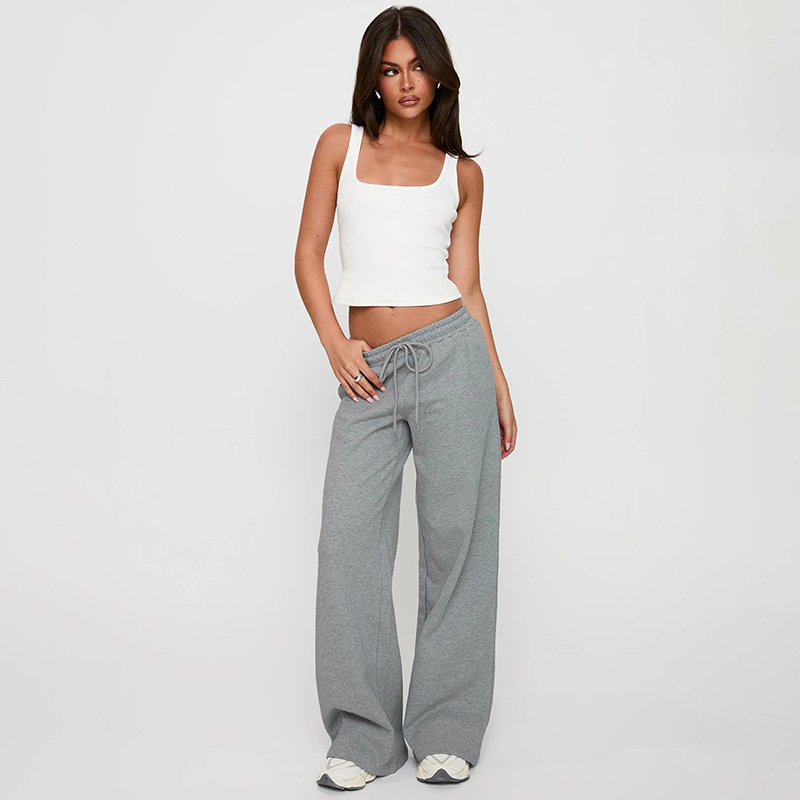 Drawstring Casual pure autumn fashion long pants for women