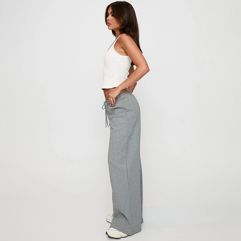 Drawstring Casual pure autumn fashion long pants for women
