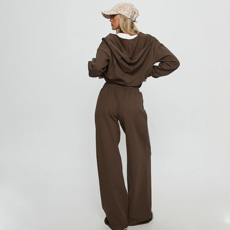 Drawstring casual pants hoodie a set for women