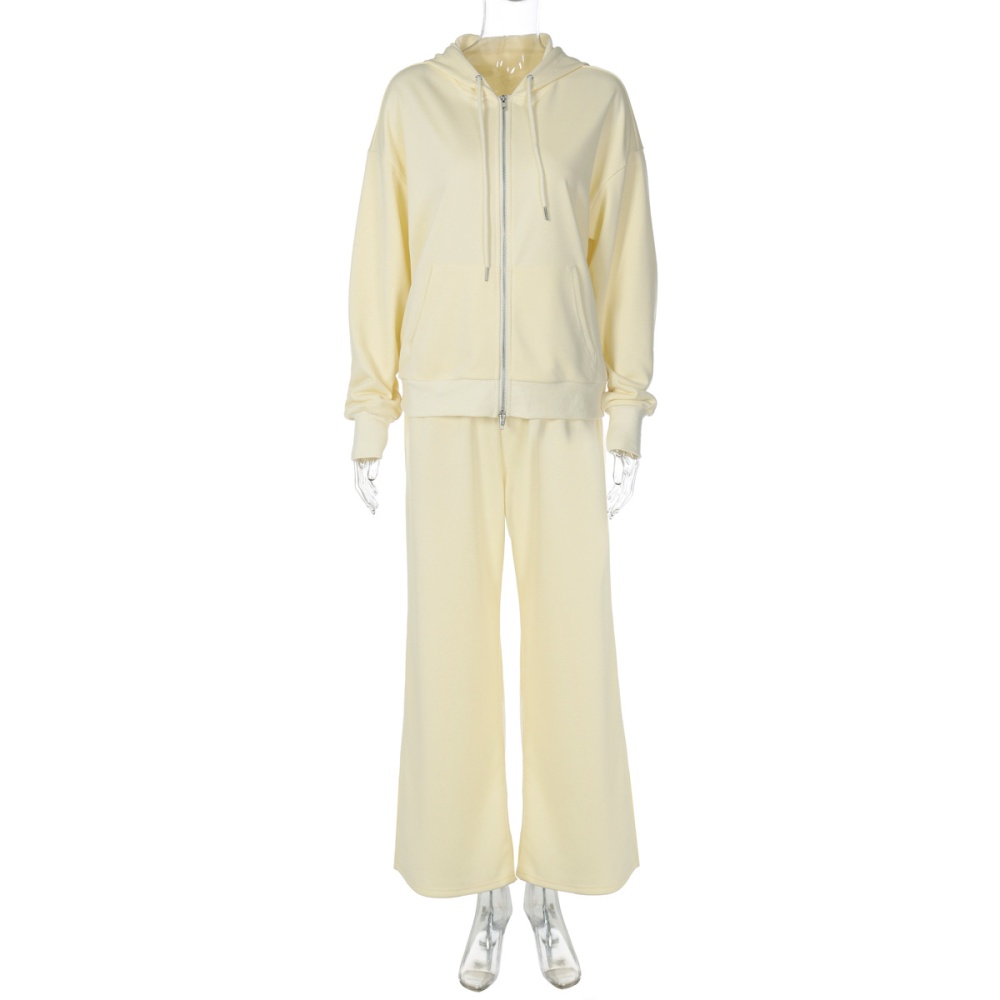 Drawstring casual pants hoodie a set for women