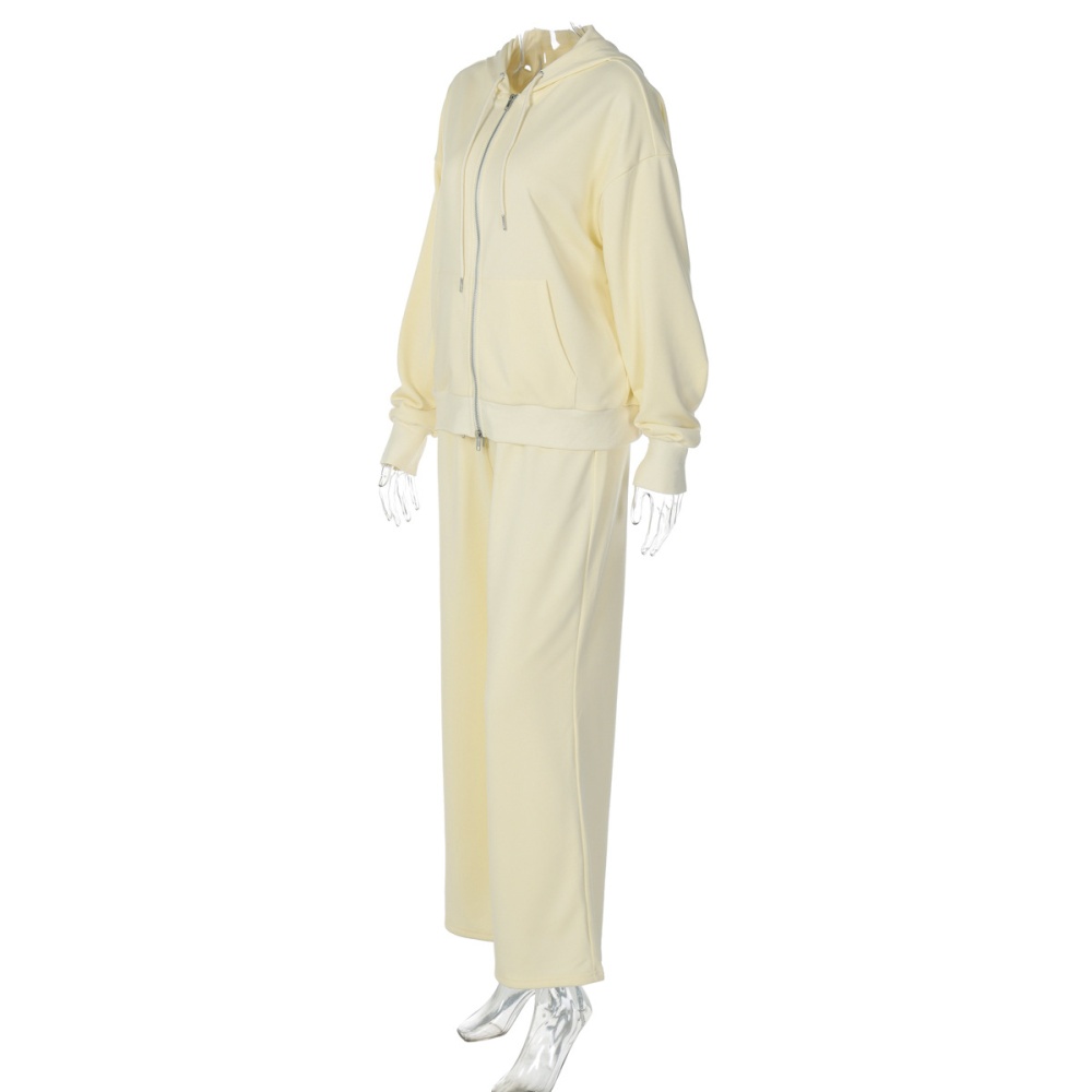 Drawstring casual pants hoodie a set for women