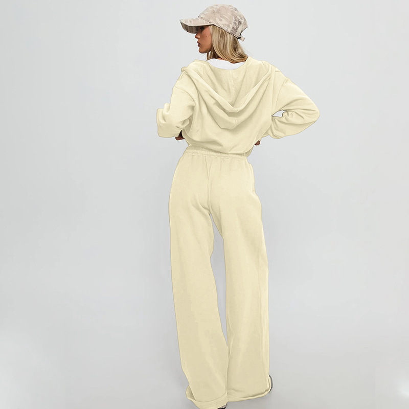 Drawstring casual pants hoodie a set for women