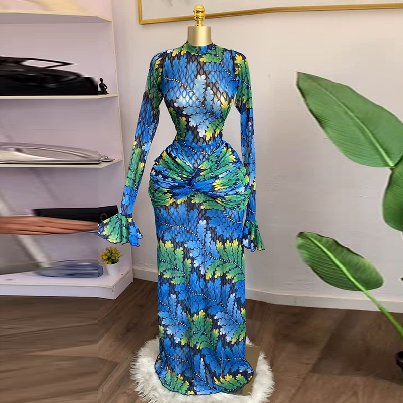Autumn half high collar dress slim long dress for women