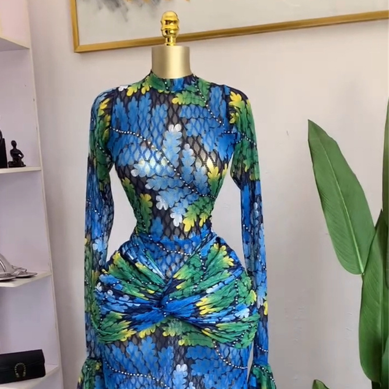 Autumn half high collar dress slim long dress for women
