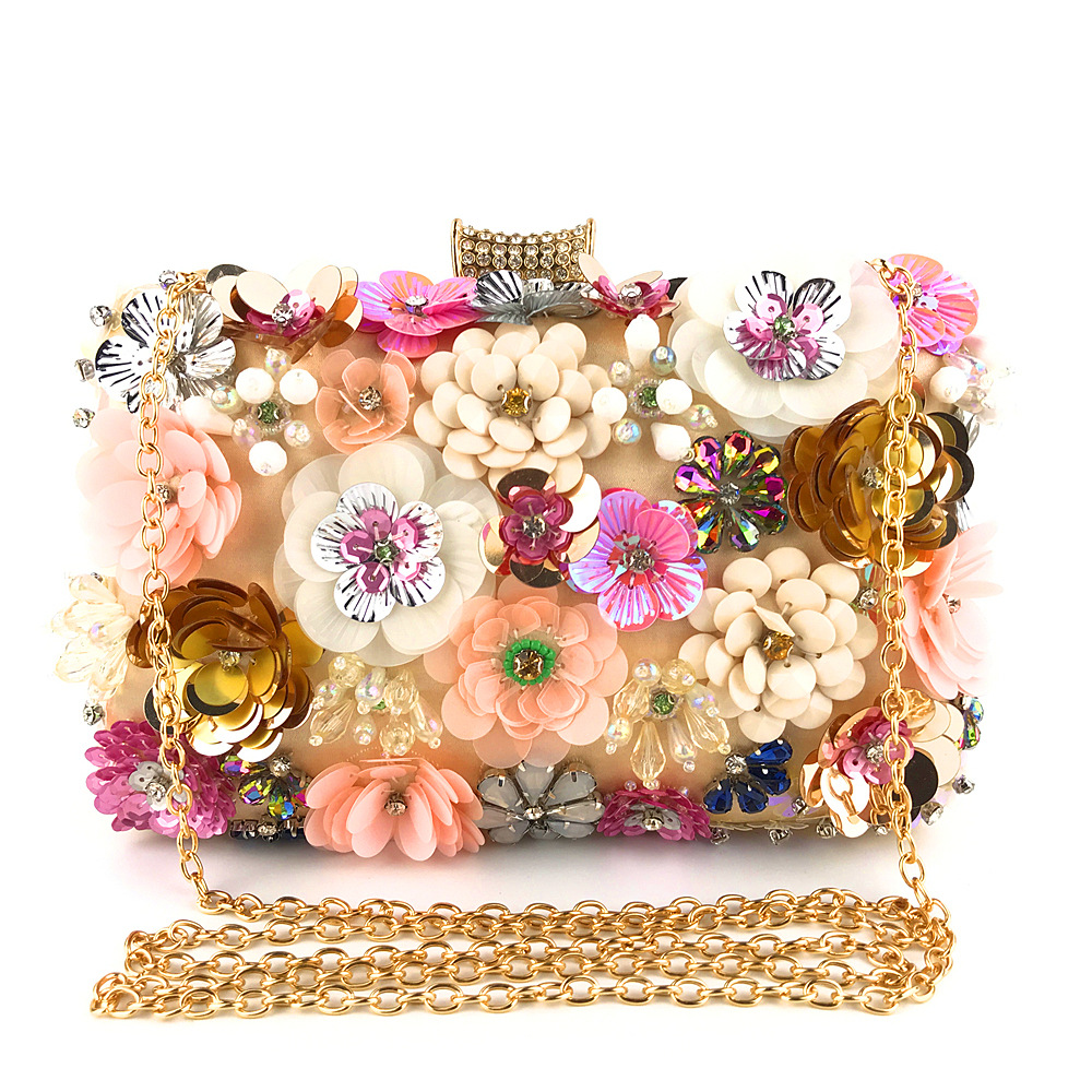 Beads colors bag flowers clutch bag