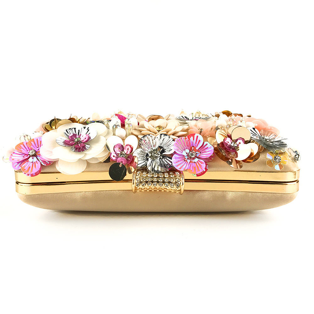 Beads colors bag flowers clutch bag
