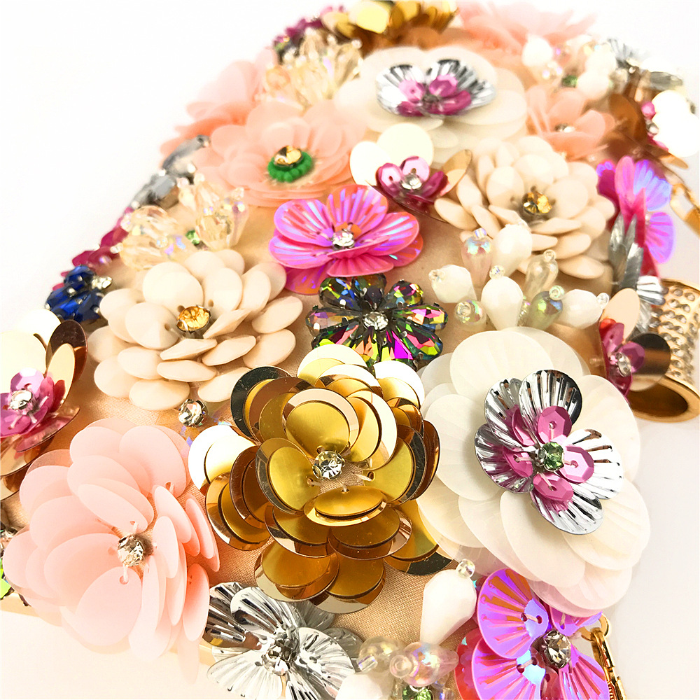 Beads colors bag flowers clutch bag