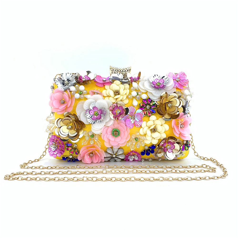 Beads colors bag flowers clutch bag