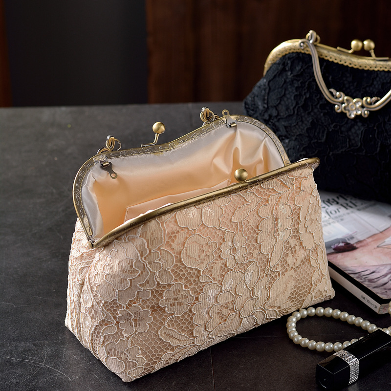 Lady bronze handbag lace messenger bag