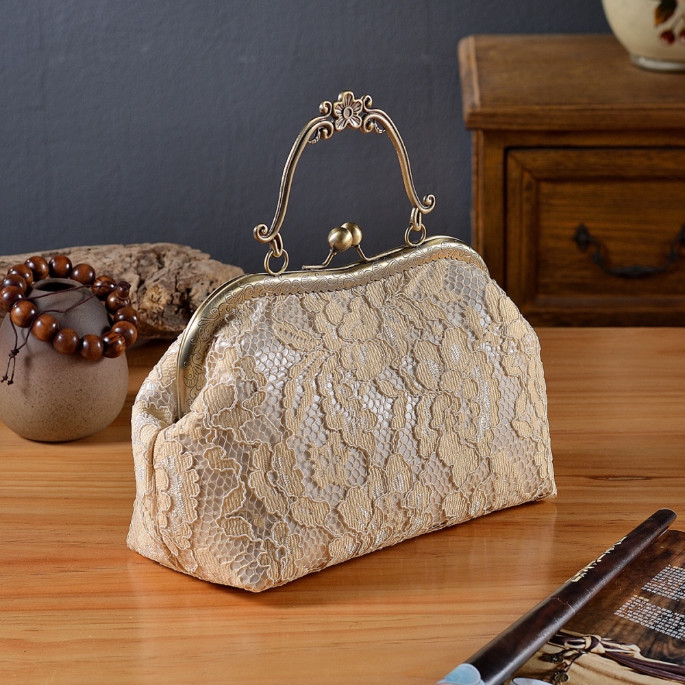 Lady bronze handbag lace messenger bag