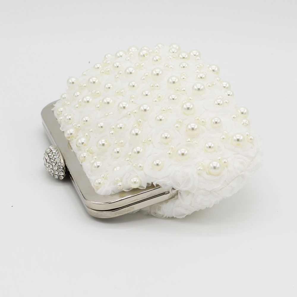 Fashion rhinestone rose lace pearl clutch bag