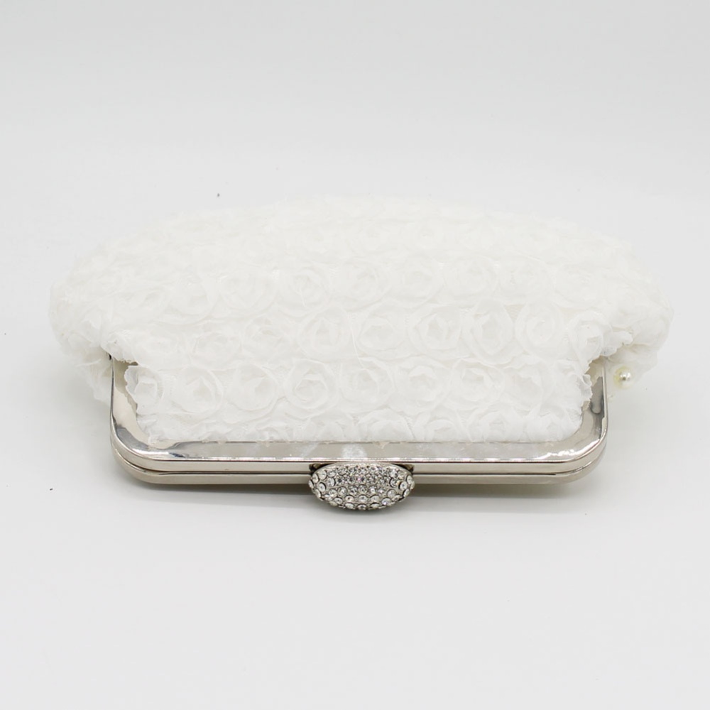 Fashion rhinestone rose lace pearl clutch bag