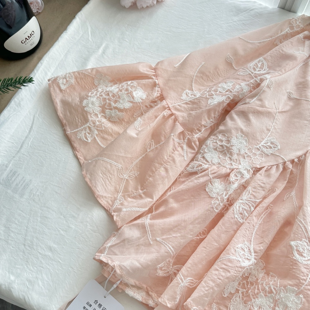 Lace V-neck short skirt romantic tops 2pcs set