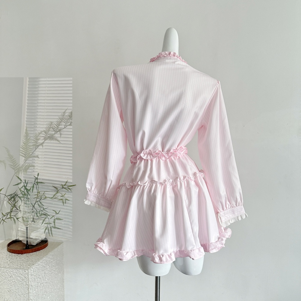 Wood ear short skirt long sleeve shirt a set for women