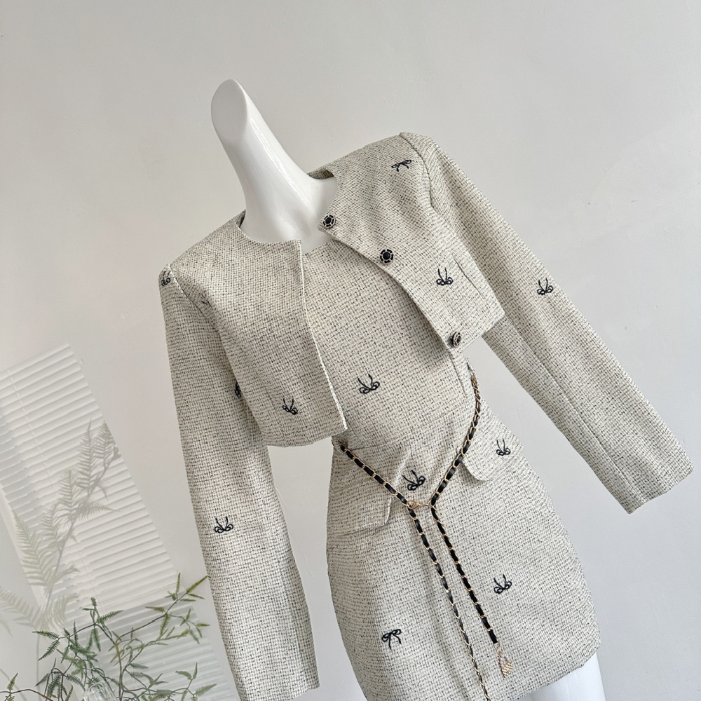 Autumn sling dress slim ladies coat 2pcs set for women