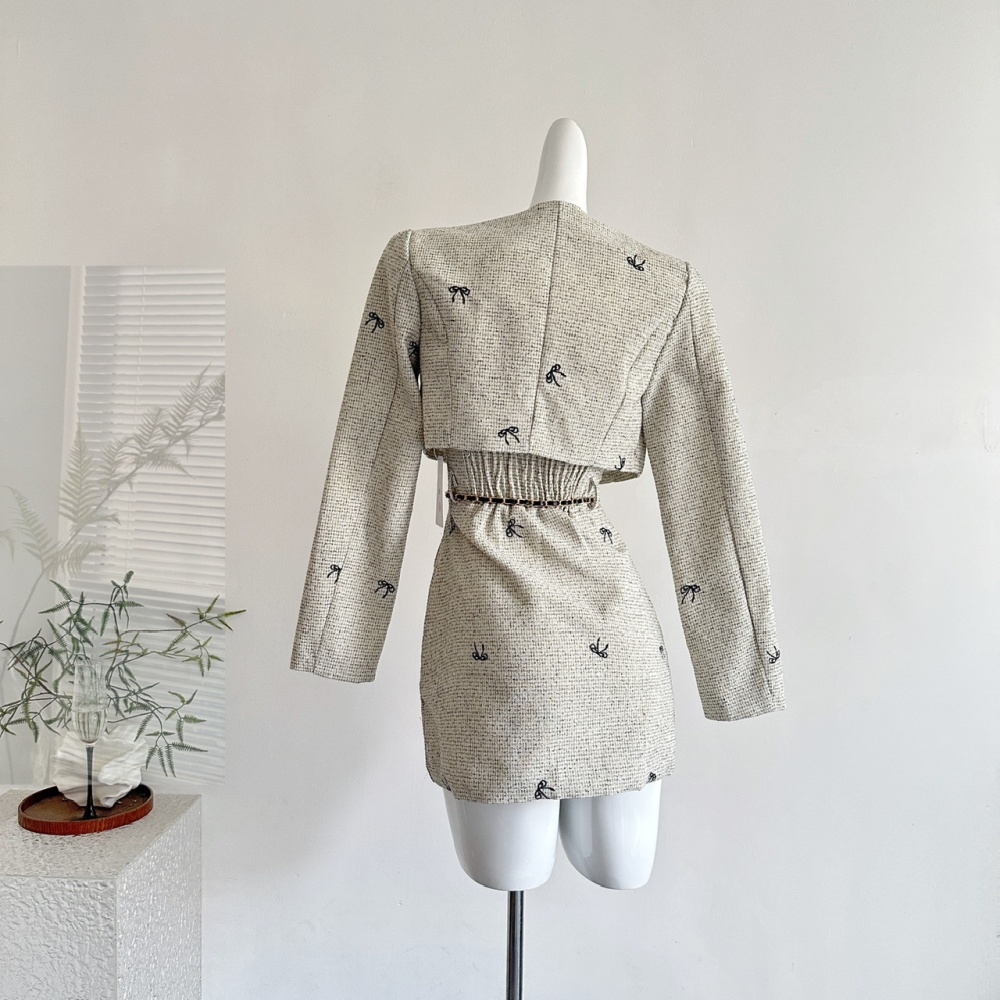 Autumn sling dress slim ladies coat 2pcs set for women