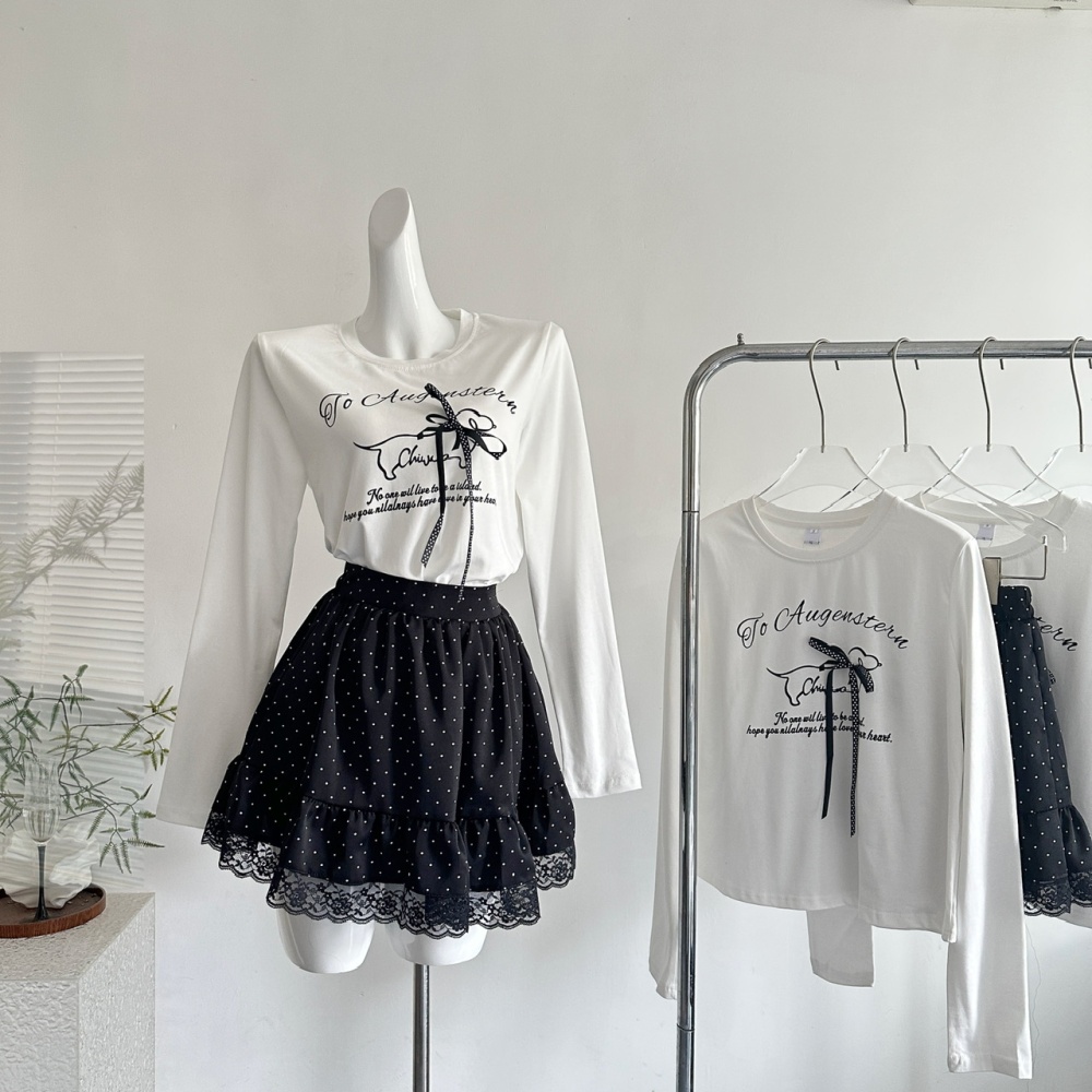 Polka dot short skirt printing T-shirt a set