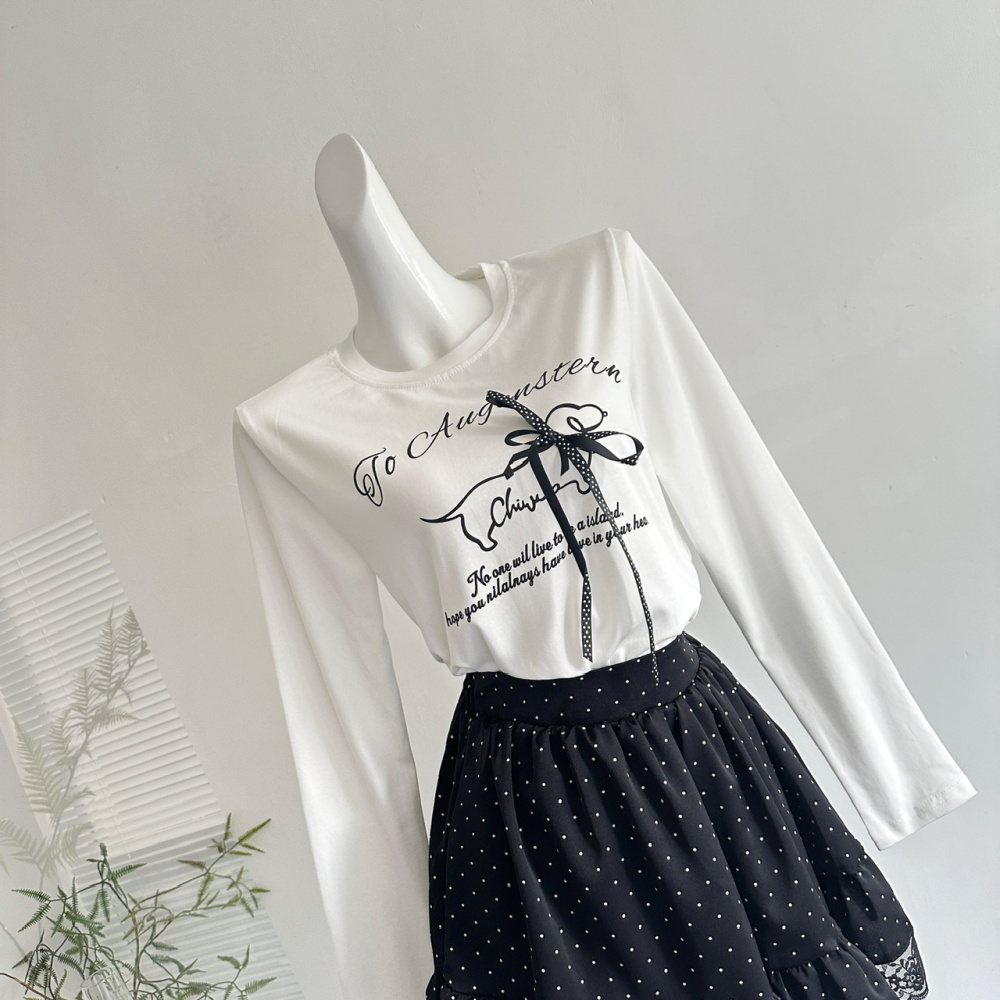 Polka dot short skirt printing T-shirt a set
