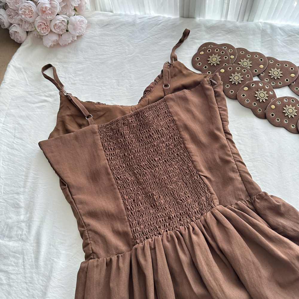 Double slim skirt hem sling autumn dress for women