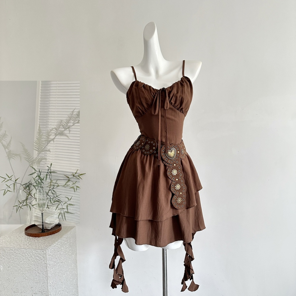 Slim retro coat pinched waist dress a set for women