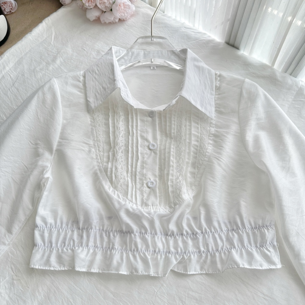 Temperament lace short skirt skirt hem maiden shirt a set