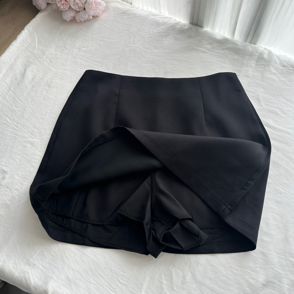 Slim mixed colors short skirt splice autumn tops a set
