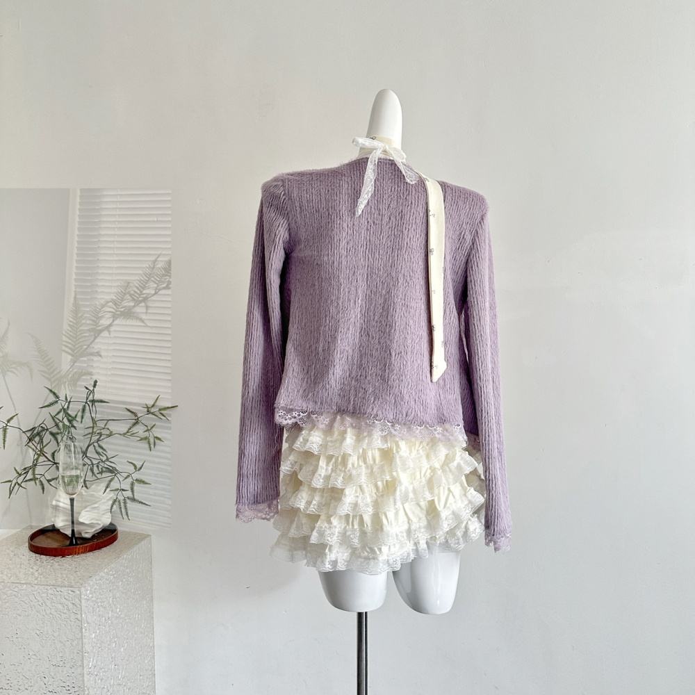 Floral enticement tops autumn sling short skirt 3pcs set