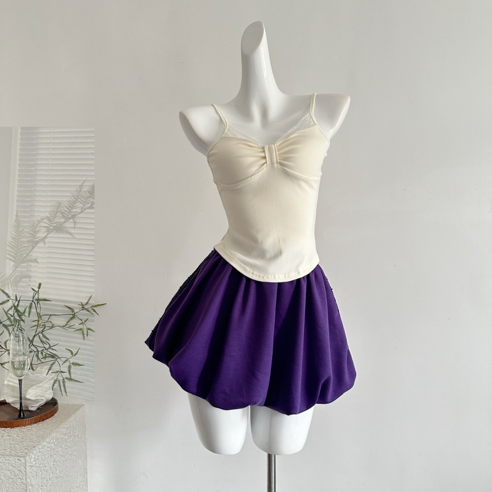Niche little devil short skirt inside the ride coat 3pcs set