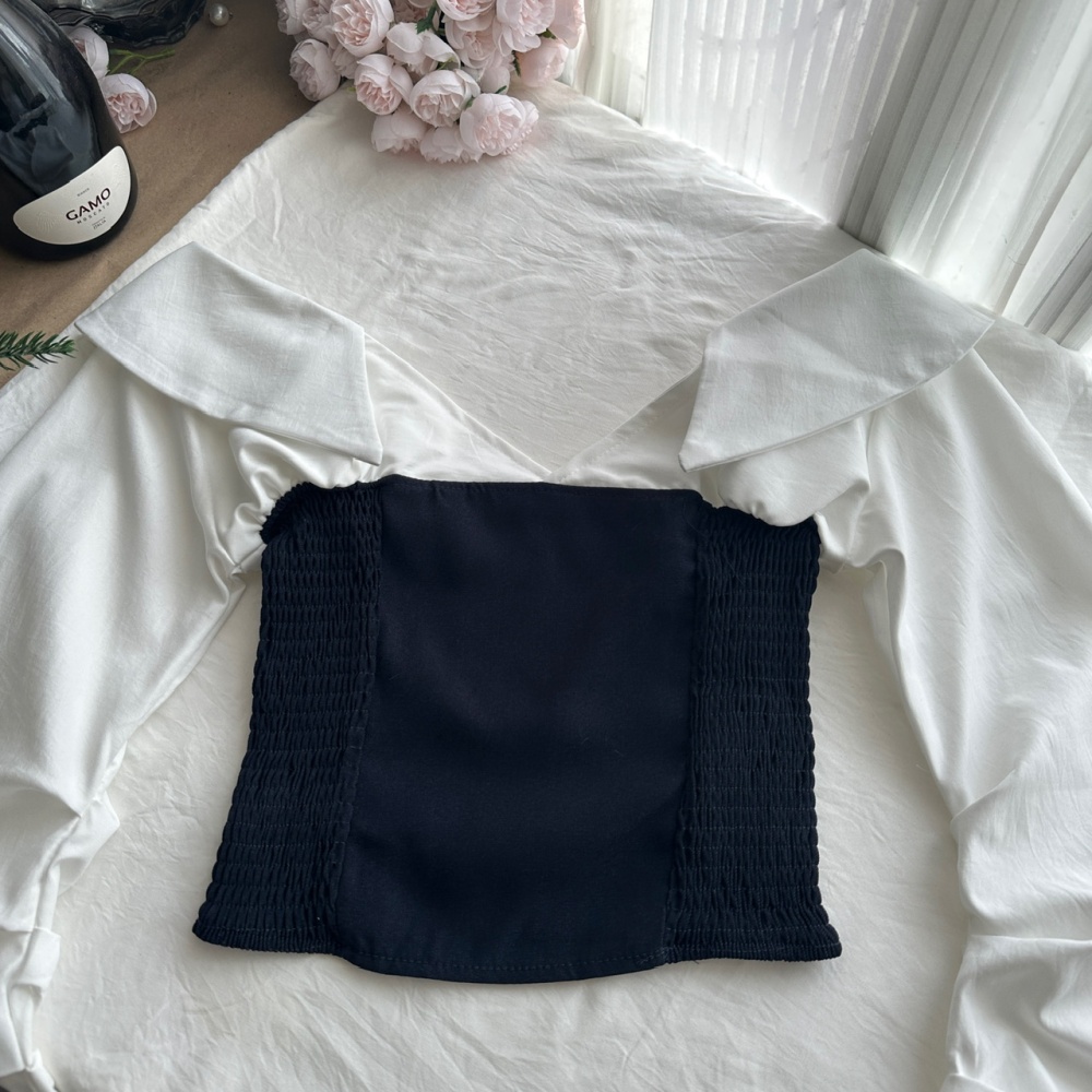 Straight Casual slim shirt white lazy long pants a set