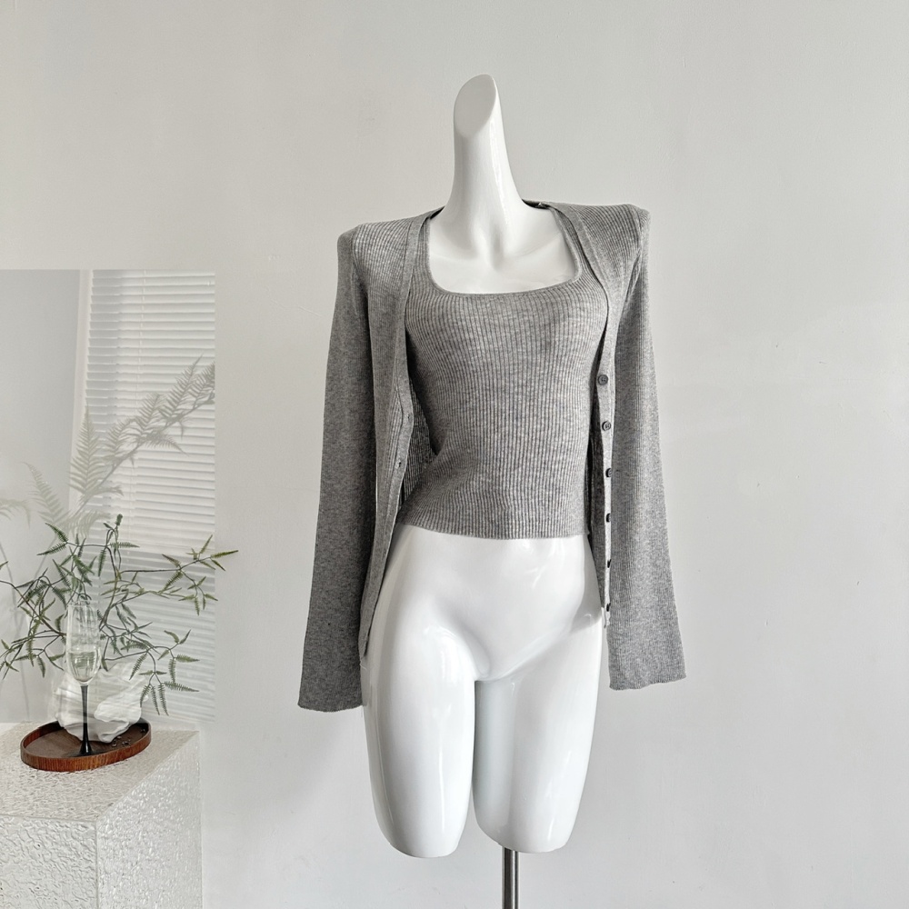 U-neck V-neck vest wool sling cardigan