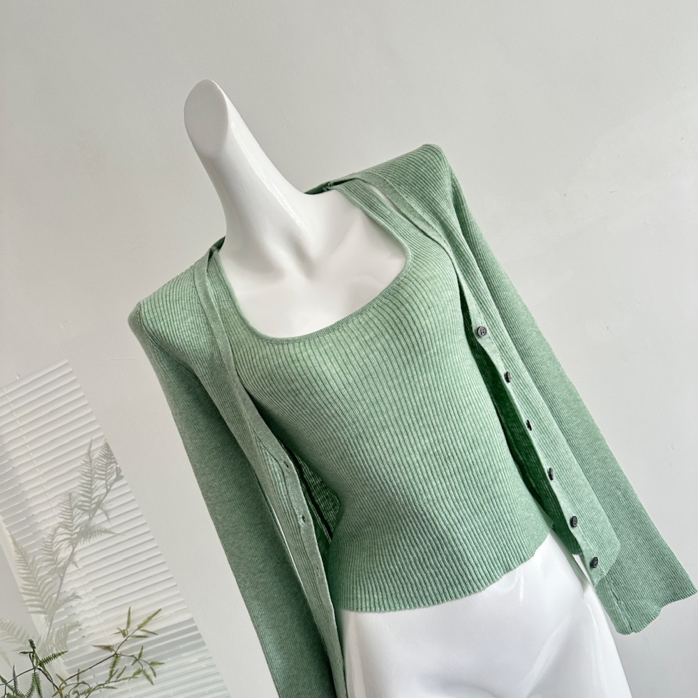 U-neck V-neck vest wool sling cardigan