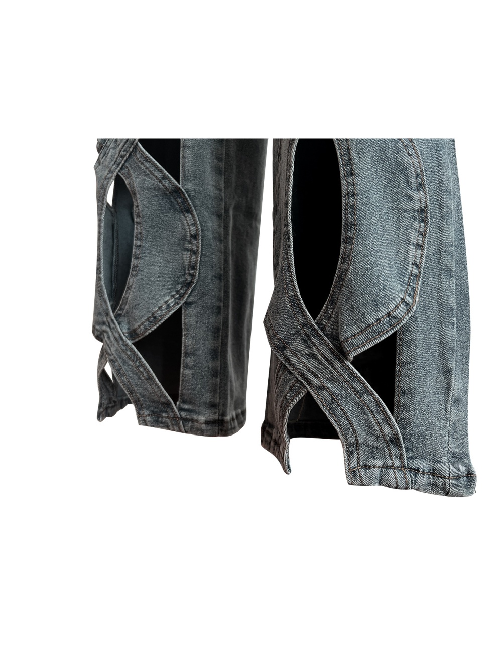 Hollow personality big straight twist jeans for women