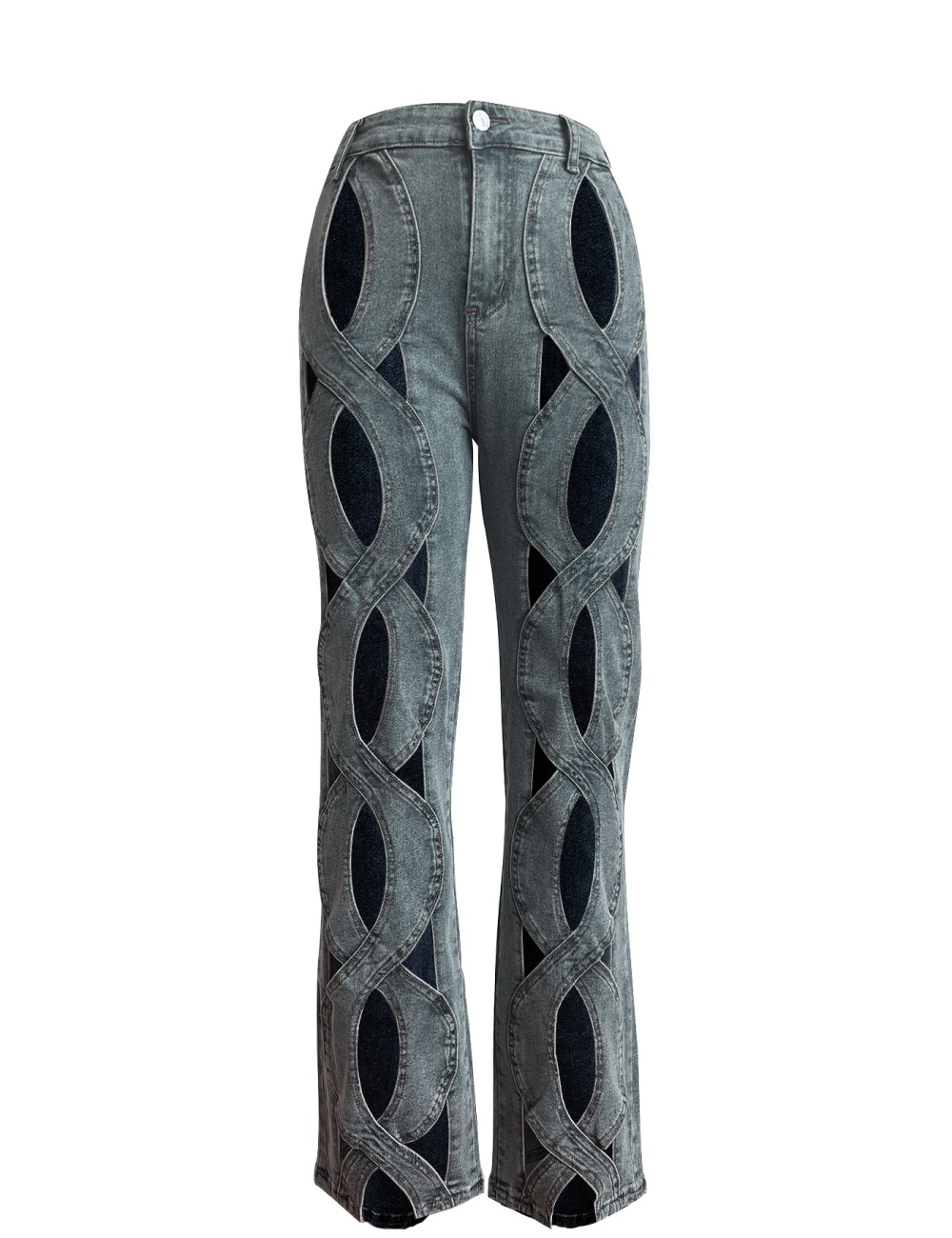 Hollow personality big straight twist jeans for women