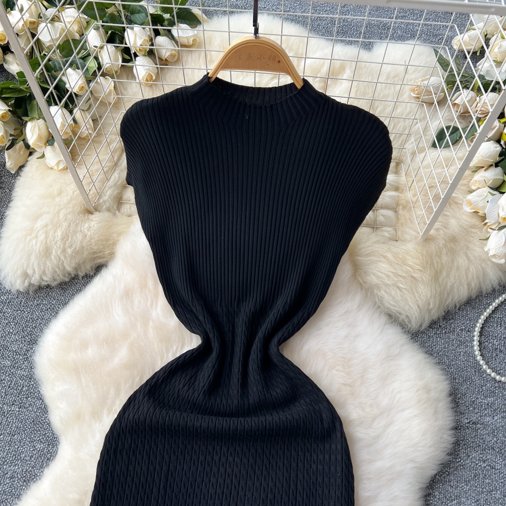 Pinched waist short sleeve temperament package hip dress