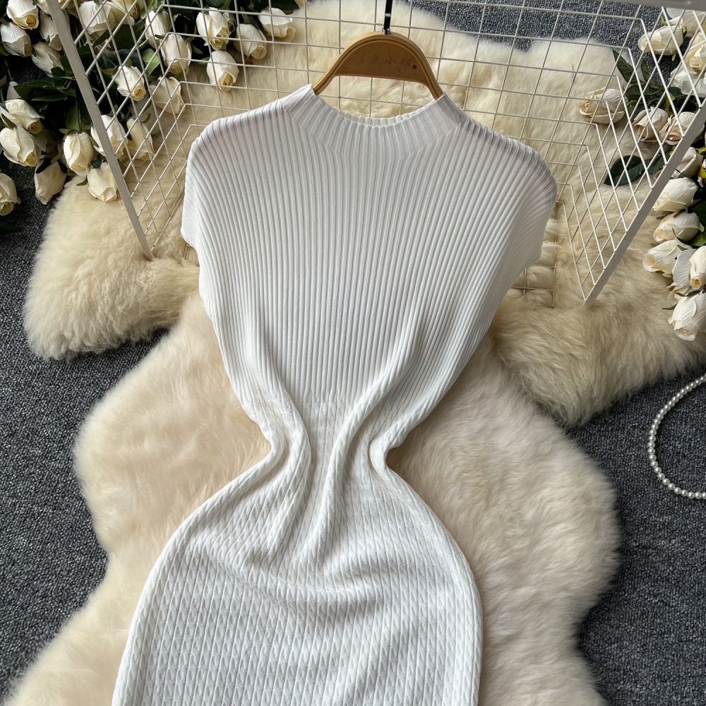 Pinched waist short sleeve temperament package hip dress