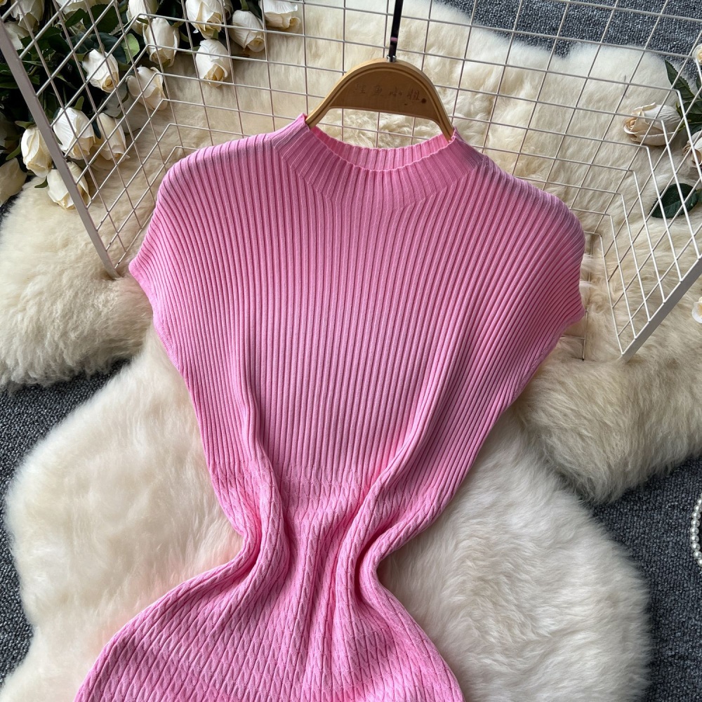 Pinched waist short sleeve temperament package hip dress