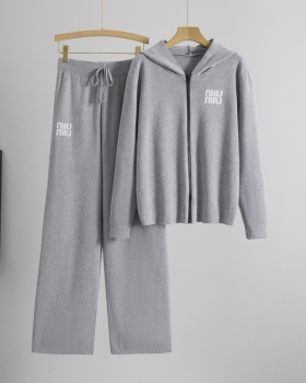 Chest letters Casual thin coat 2pcs set for women