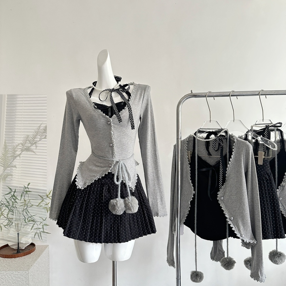 Enticement tops knitted cardigan 3pcs set