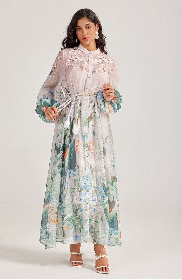 Long sleeve vacation dress stereoscopic long dress