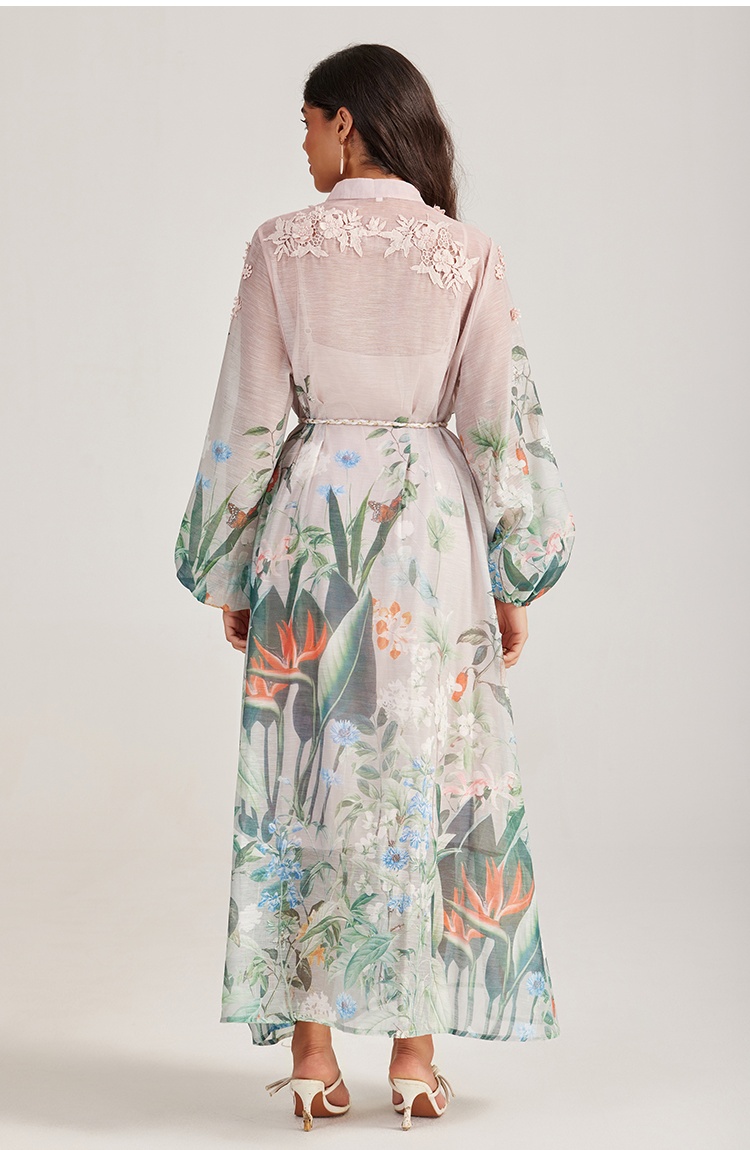 Long sleeve vacation dress stereoscopic long dress