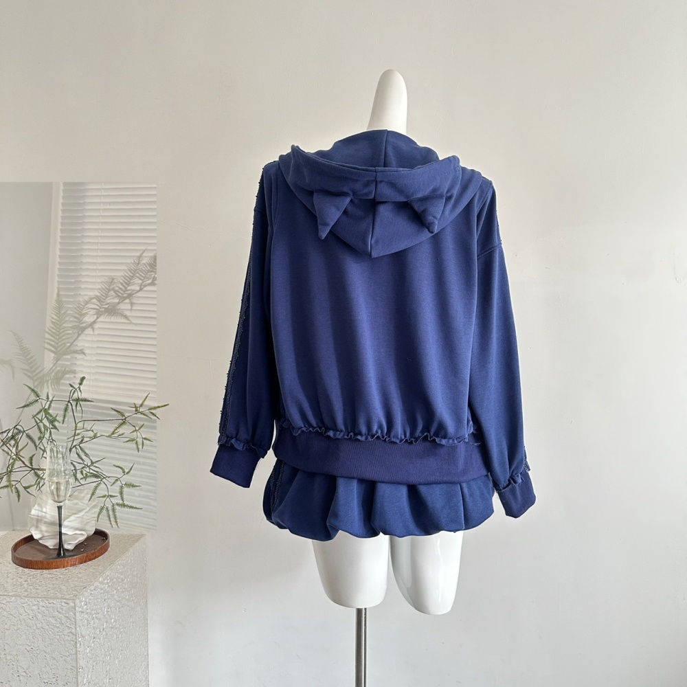 Sweet autumn coat all-match short skirt 3pcs set