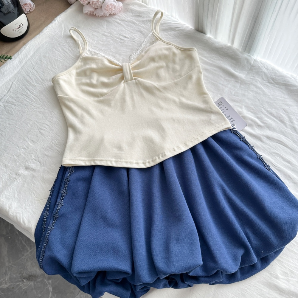 Sweet autumn coat all-match short skirt 3pcs set