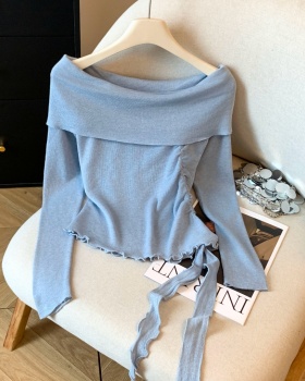 Irregular enticement sweater autumn flat shoulder tops