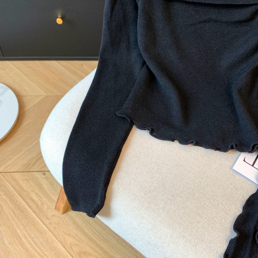 Irregular enticement sweater autumn flat shoulder tops