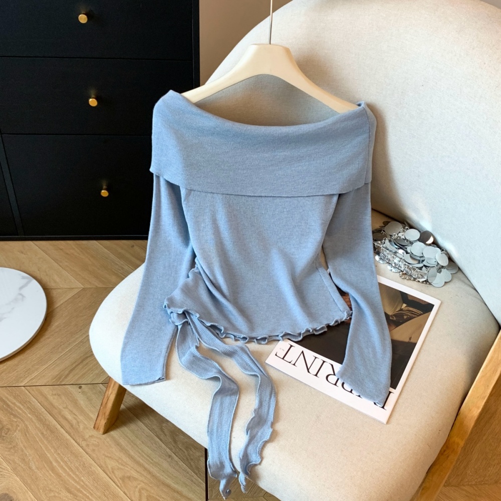 Irregular enticement sweater autumn flat shoulder tops