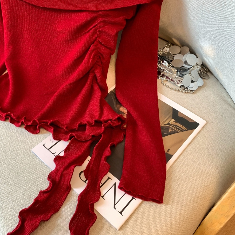 Irregular enticement sweater autumn flat shoulder tops