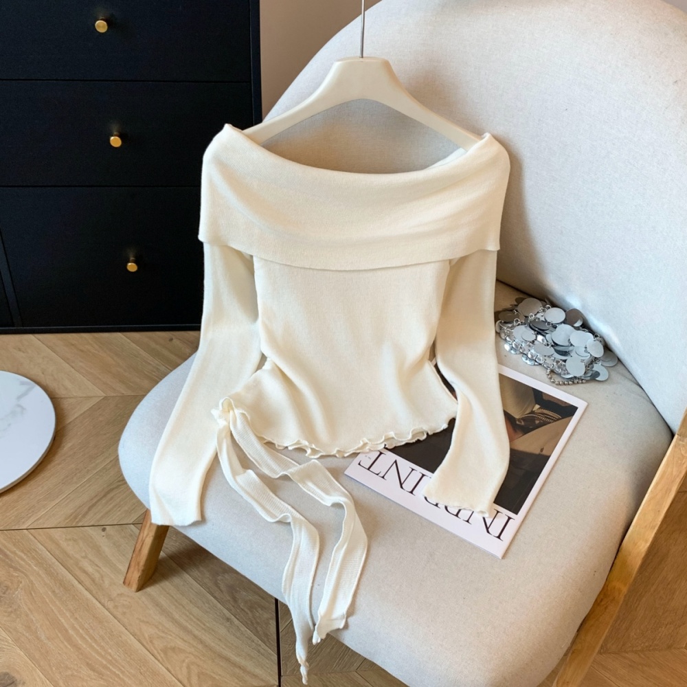 Irregular enticement sweater autumn flat shoulder tops