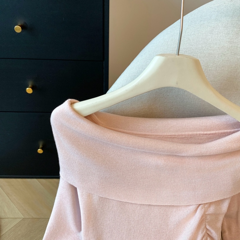 Irregular enticement sweater autumn flat shoulder tops