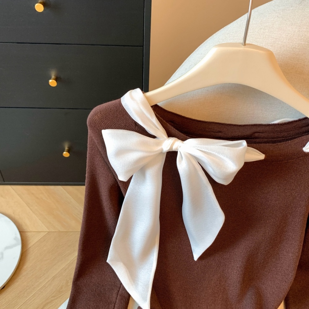 Slim scarves sloping shoulder bottoming shirt for women